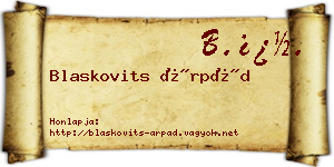 Blaskovits Árpád névjegykártya